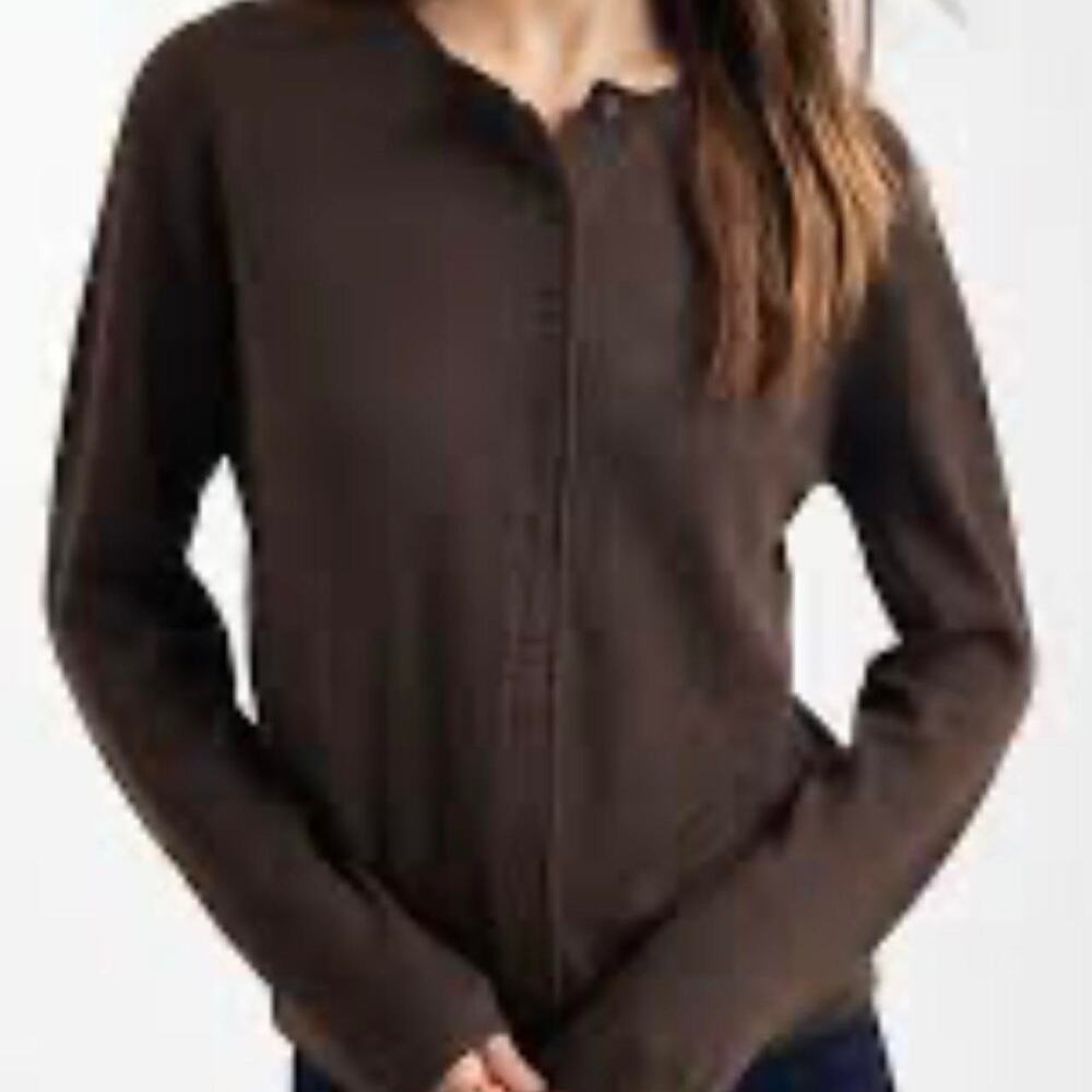 Brown heathered knit jersey cardigan